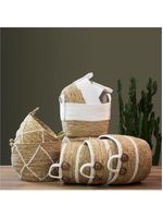 Cesta fibra natural 3 peças 28x33x33cm gs