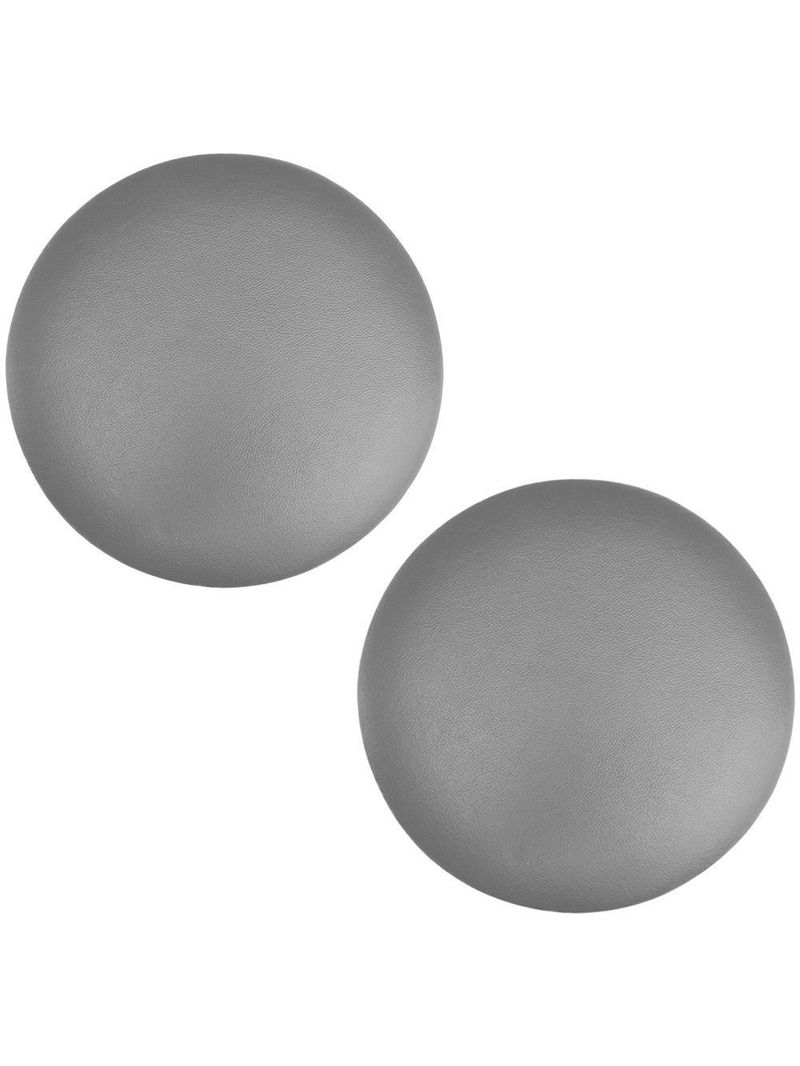 Kit 02 Assentos Redondo Banqueta Cadeira Estofados Poltronas H02 Corino Cinza 30 Cm - Lyam Decor