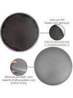 Kit 02 Assentos Redondo Banqueta Cadeira Estofados Poltronas H02 Corino Cinza 30 Cm - Lyam Decor