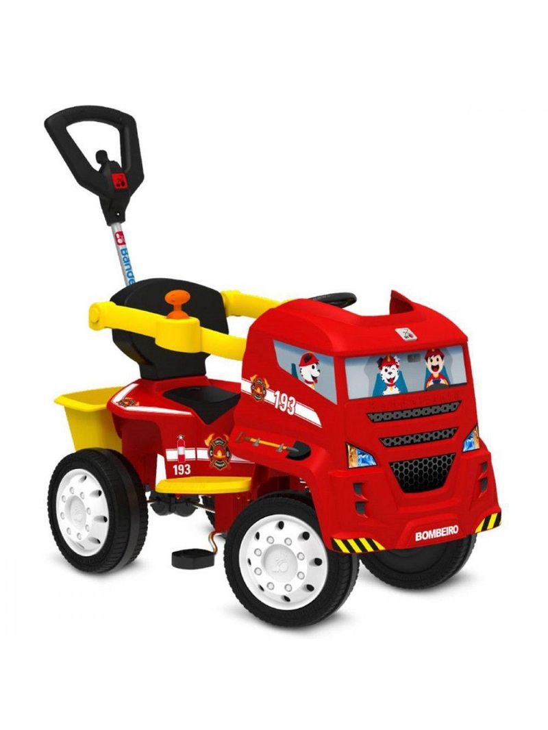 Caminhão de Bombeiros Bandeirante Pas E Pedal Vermelho e Amarelo