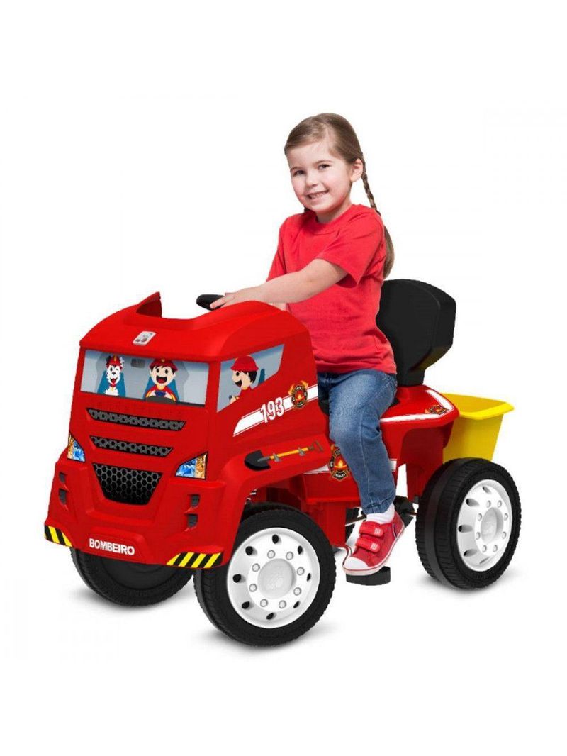 Caminhão de Bombeiros Bandeirante Pas E Pedal Vermelho e Amarelo