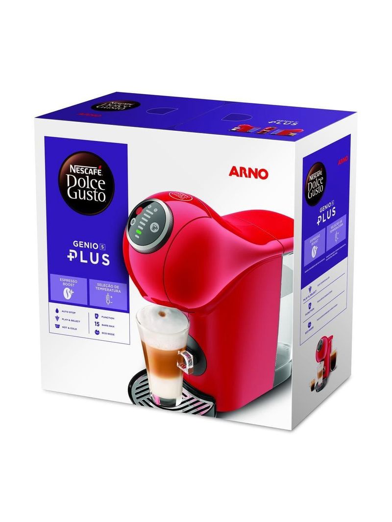 Cafeteira expresso arno dolce gusto genio s plus multibebidas - vermelha