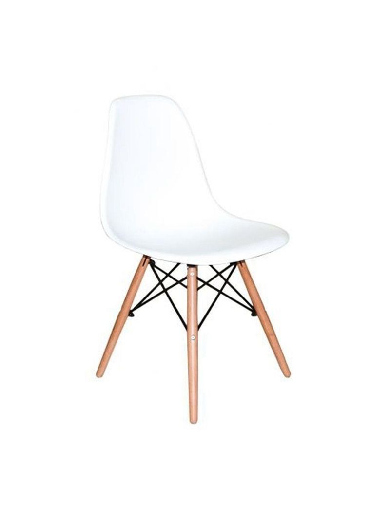 Conjunto De Mesa De Jantar Eames Eiffel Redonda 110cm Tampo De Madeira Preto Com 5 Cadeiras Brancas