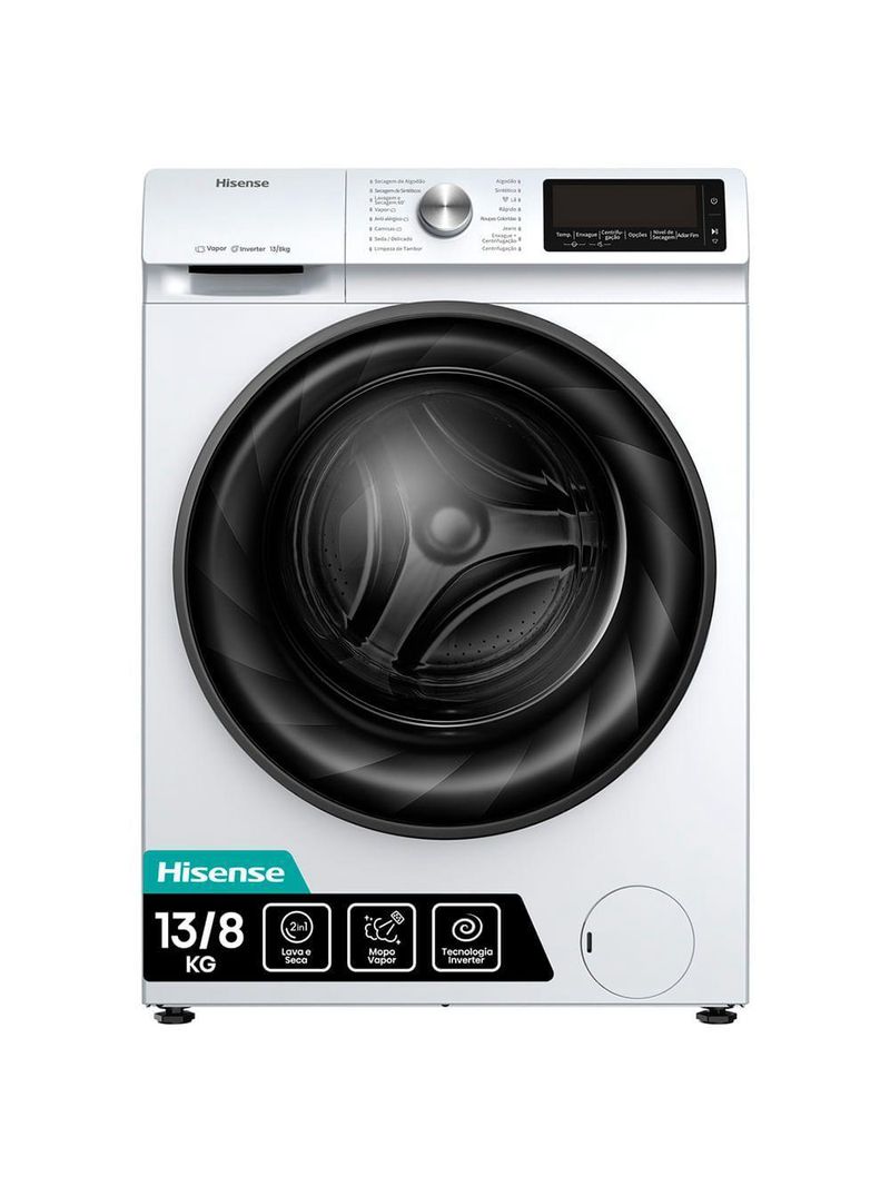 Lava e Seca 13kg Hisense Branca com 13 Programas de Lavagem Steam Wi-fi WD3S13 Branco 220V