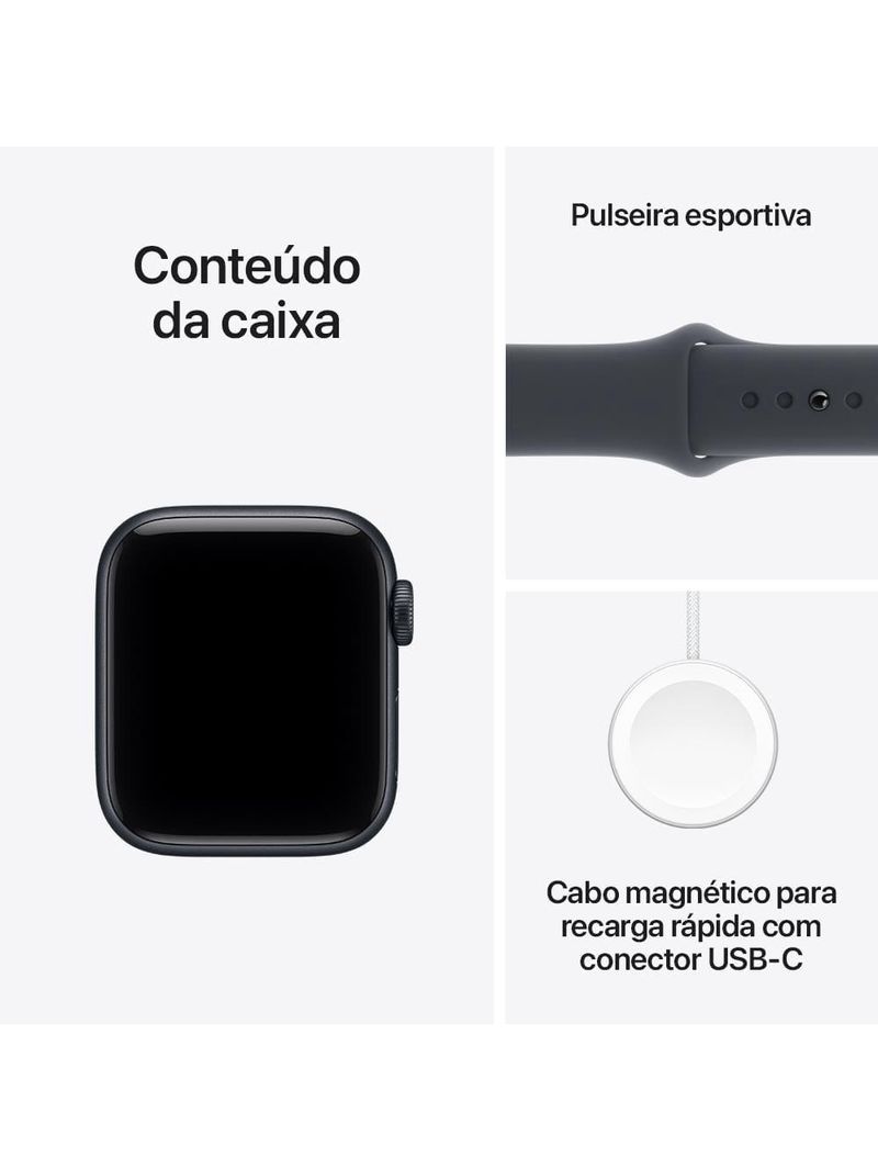 Apple watch se 3 gps+ cellular 44mm pulseira esportiva m/g meia-noite