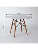 Mesa Eames Eiffel Redondo Tampo De Madeira 110cm Branco
