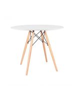 Mesa Eames Eiffel Redondo Tampo De Madeira 110cm Branco