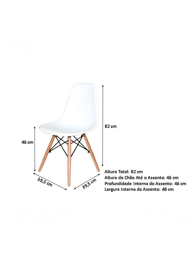 Conjunto Mesa De Jantar Eames Eiffel Redonda 110cm Tampo De Madeira Branco + 5 Cadeiras Brancas