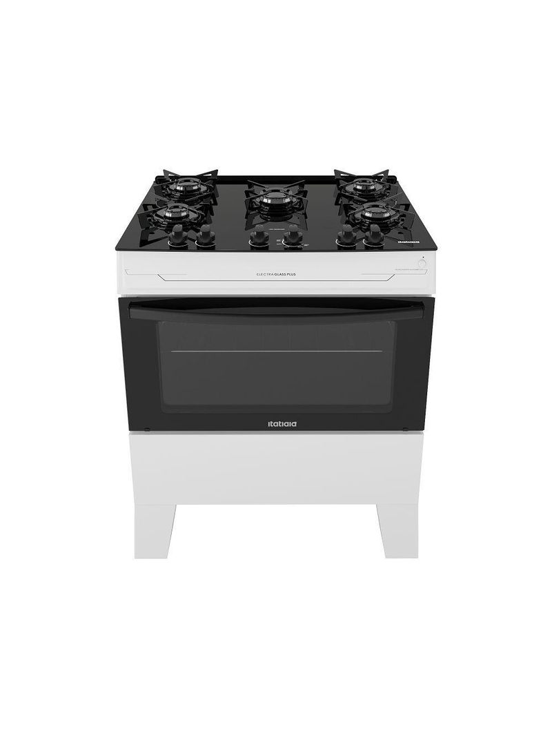 Fogão Itatiaia Electra Glass Pluss Piso 5 Bocas Branco Mesa De Vidro Bivolt (3700000487)