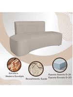 Sofá Feijão Orgânico Curvo 3 Lugar Suede Sala Contemporânea Cor:cinza Escuro