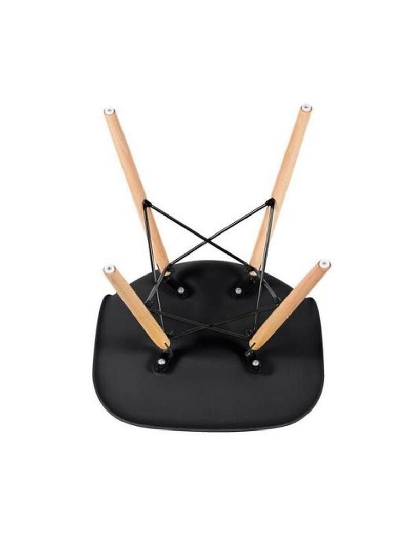 Conjunto De Mesa De Jantar Eames Eiffel Redonda 120cm Tampo De Madeira Preto Com 4 Cadeiras Pretas