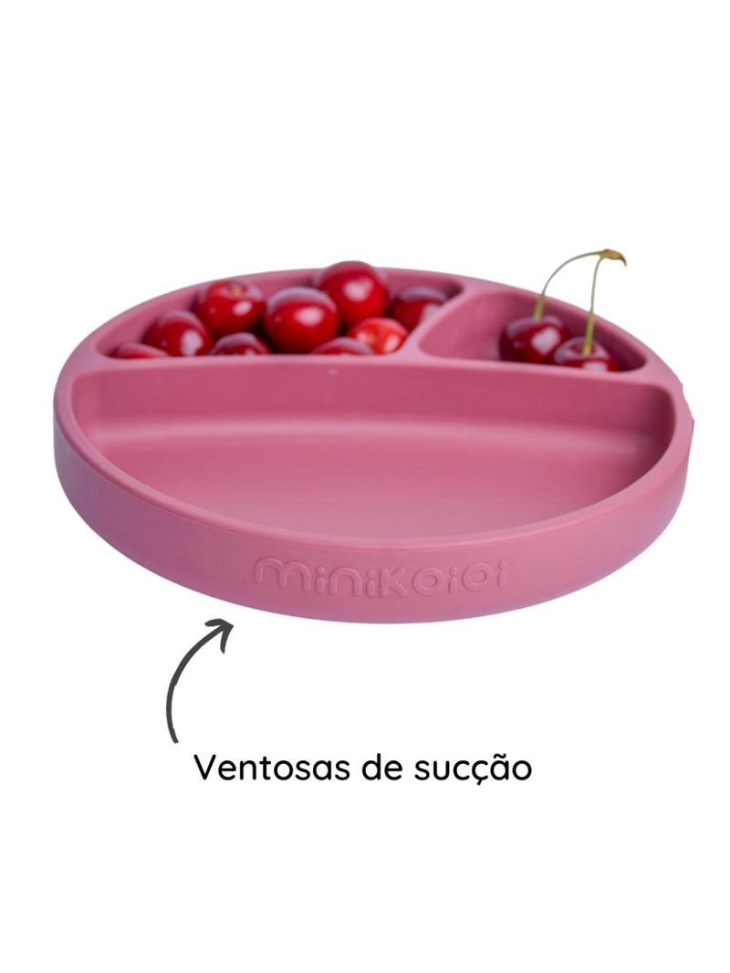 Prato infantil de silicone com divisórias e sucção portions velvet rose - minikoioi