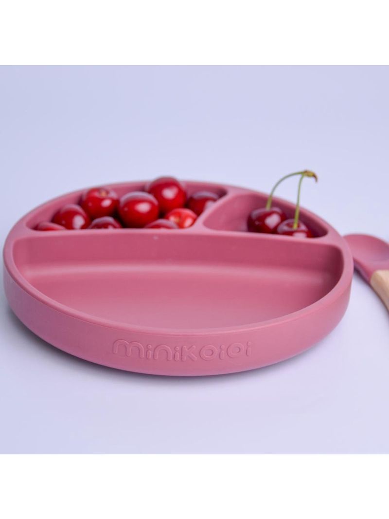 Prato infantil de silicone com divisórias e sucção portions velvet rose - minikoioi