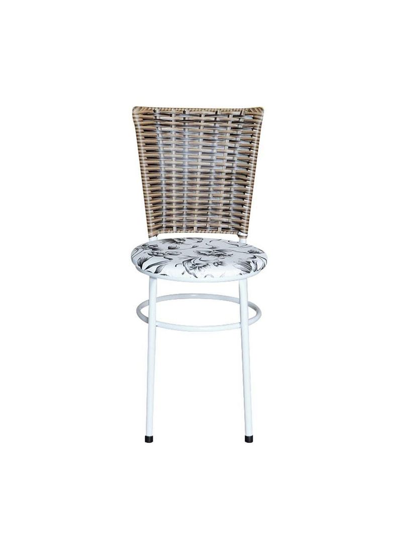 4 Cadeiras Branca Para Mesa Hawai Avelã Assento Floral Branco
