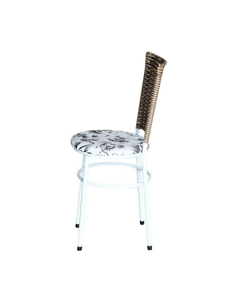 4 Cadeiras Branca Para Mesa Hawai Avelã Assento Floral Branco