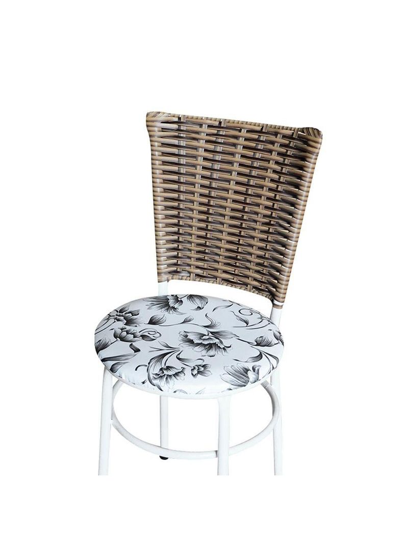 4 Cadeiras Branca Para Mesa Hawai Avelã Assento Floral Branco