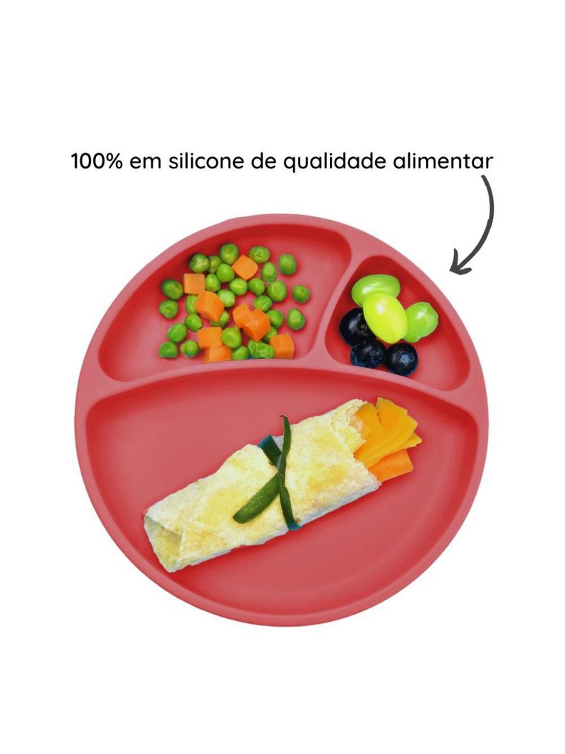 Prato infantil de silicone com divisórias e sucção portions velvet rose - minikoioi