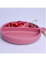 Prato infantil de silicone com divisórias e sucção portions velvet rose - minikoioi