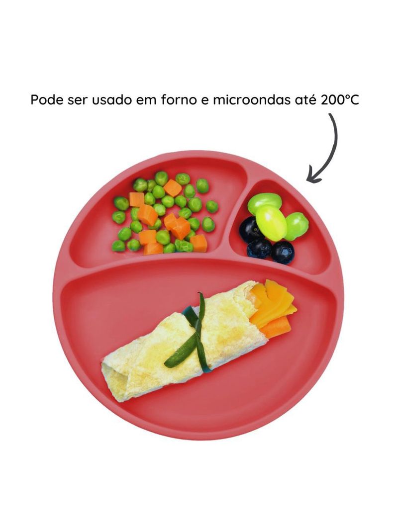 Prato infantil de silicone com divisórias e sucção portions velvet rose - minikoioi