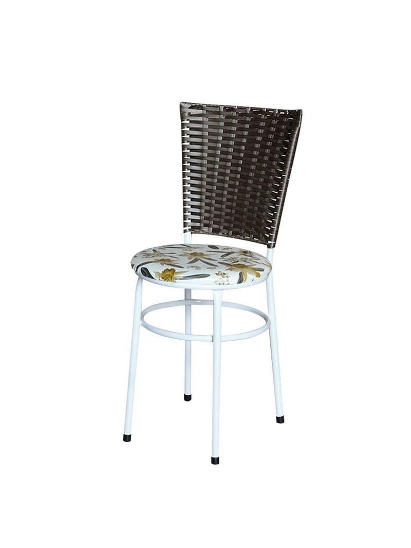 4 Cadeiras Para Mesa Branca Hawai Marrom Assento Floral Orquídea