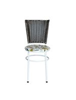 4 Cadeiras Para Mesa Branca Hawai Marrom Assento Floral Orquídea