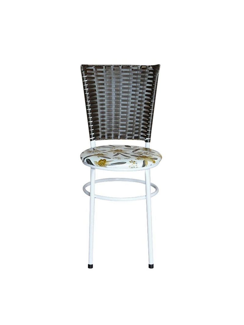 4 Cadeiras Para Mesa Branca Hawai Marrom Assento Floral Orquídea