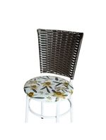 4 Cadeiras Para Mesa Branca Hawai Marrom Assento Floral Orquídea