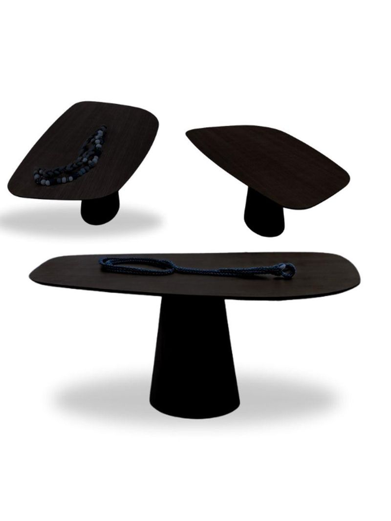 Mesa Oval Organica Flower 140x90cm Em Ebano