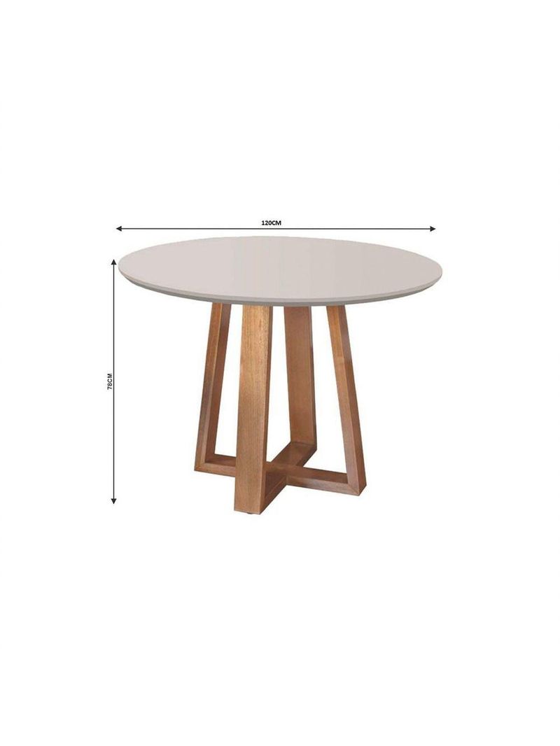 Conjunto Sala De Jantar Napole Mesa Redonda 1,2m E 4 Cadeiras - Móveis Mix Off White E Nude
