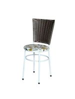 4 Cadeiras Para Mesa Branca Hawai Marrom Assento Floral Orquídea