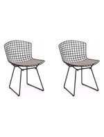 Kit 2 Cadeiras Bertoia Preta Com Assento Bege