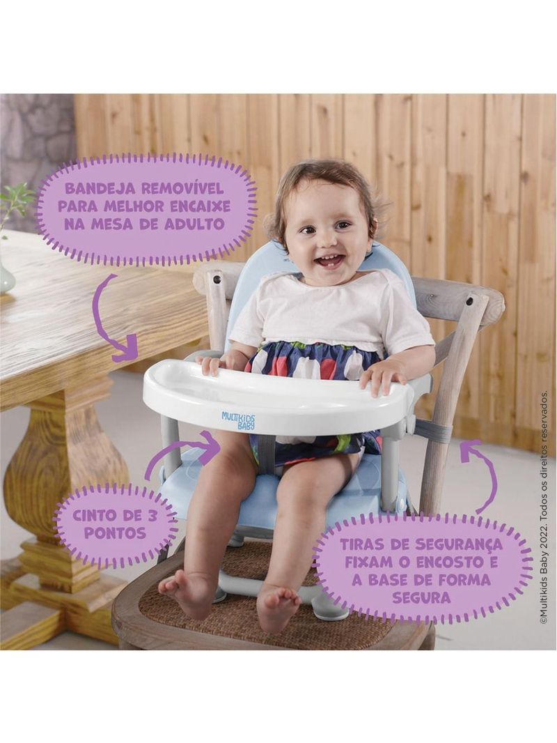 Cadeira de alimentação para bebê multikids até 15kg elevatória azul - bb107