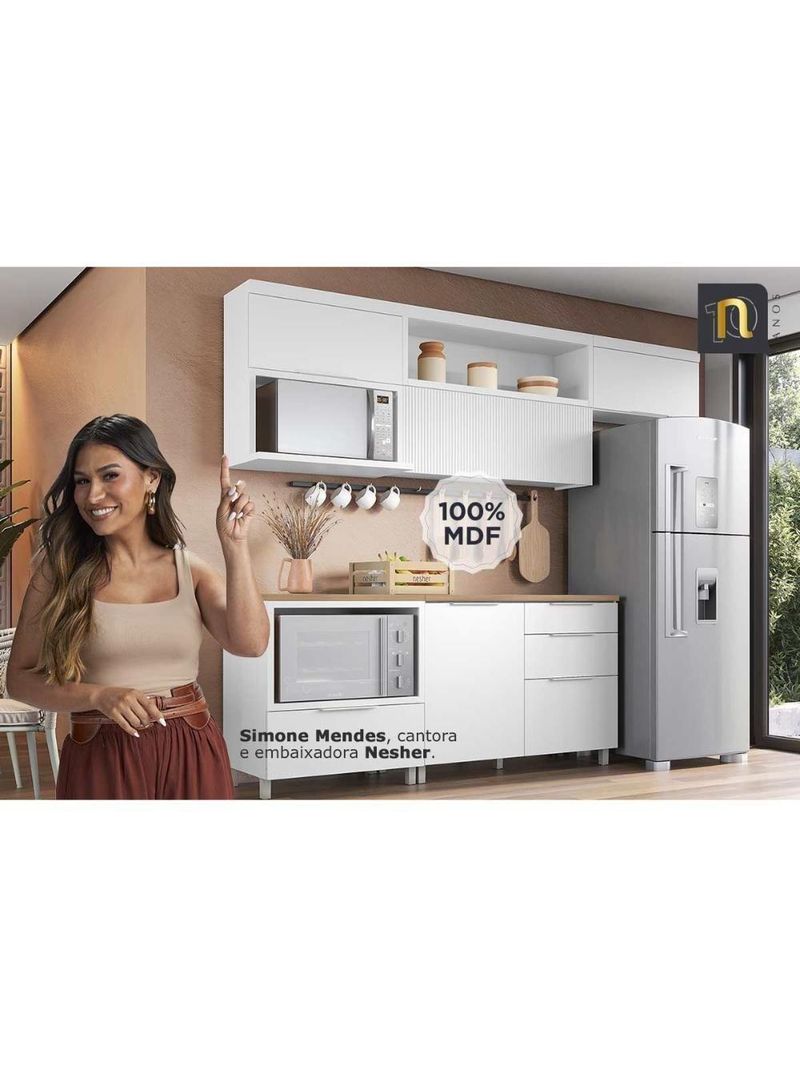 Kit Cozinha Modulada 6 Peças Marquesa 2aéreos+3balcões+1ilha C6p02 Nature Verde