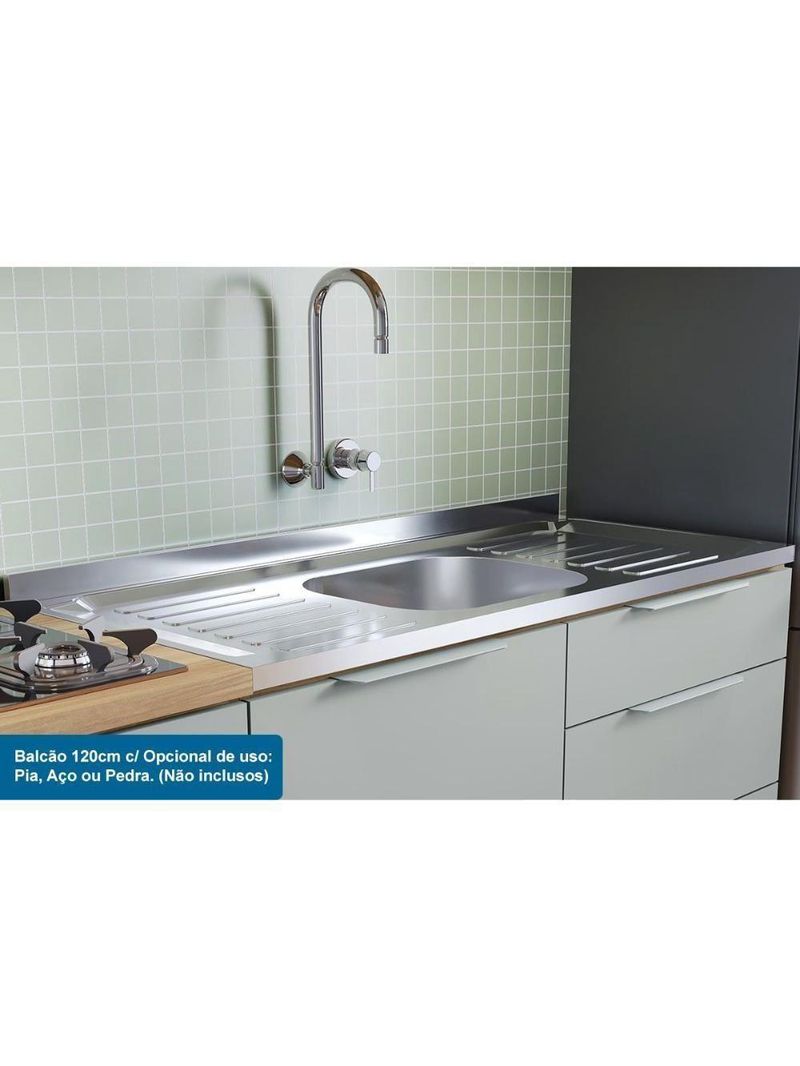 Kit Cozinha Modulada 6 Peças Marquesa 2aéreos+3balcões+1ilha C6p02 Nature Verde