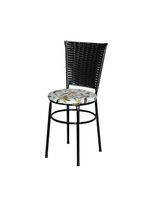 6 Cadeiras Para Mesa Preta Hawai Preto Assento Floral Orquídea