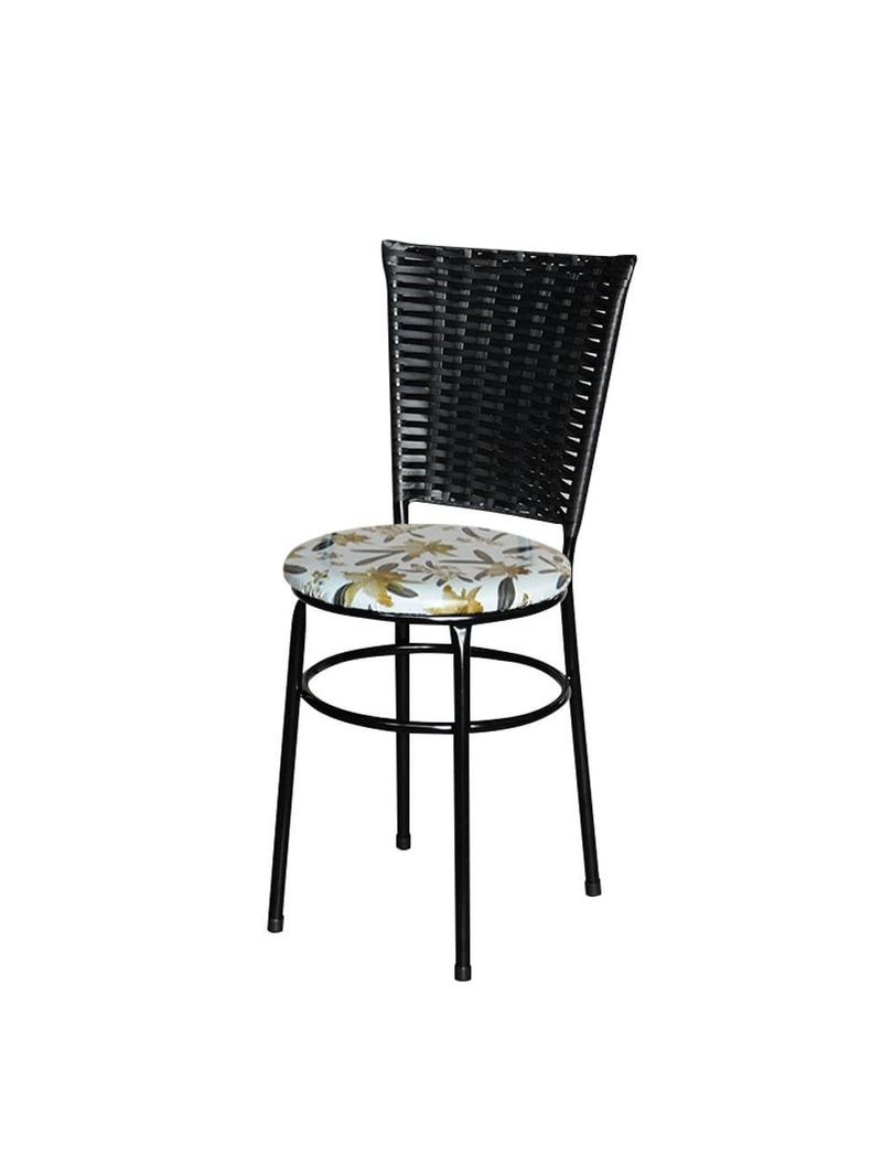 6 Cadeiras Para Mesa Preta Hawai Preto Assento Floral Orquídea