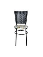 6 Cadeiras Para Mesa Preta Hawai Preto Assento Floral Orquídea