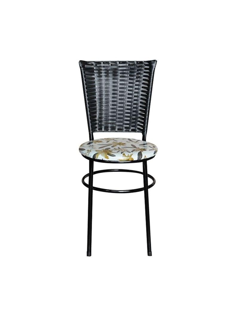 6 Cadeiras Para Mesa Preta Hawai Preto Assento Floral Orquídea