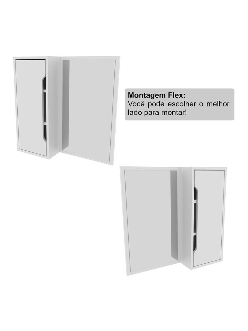 Espelheira Para Banheiro 60cm Com 1 Porta Multimóveis Cr10117 Branco