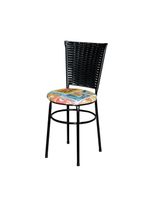 6 Cadeiras Para Mesa Preta Hawai Preto Assento Floral Happy Hour