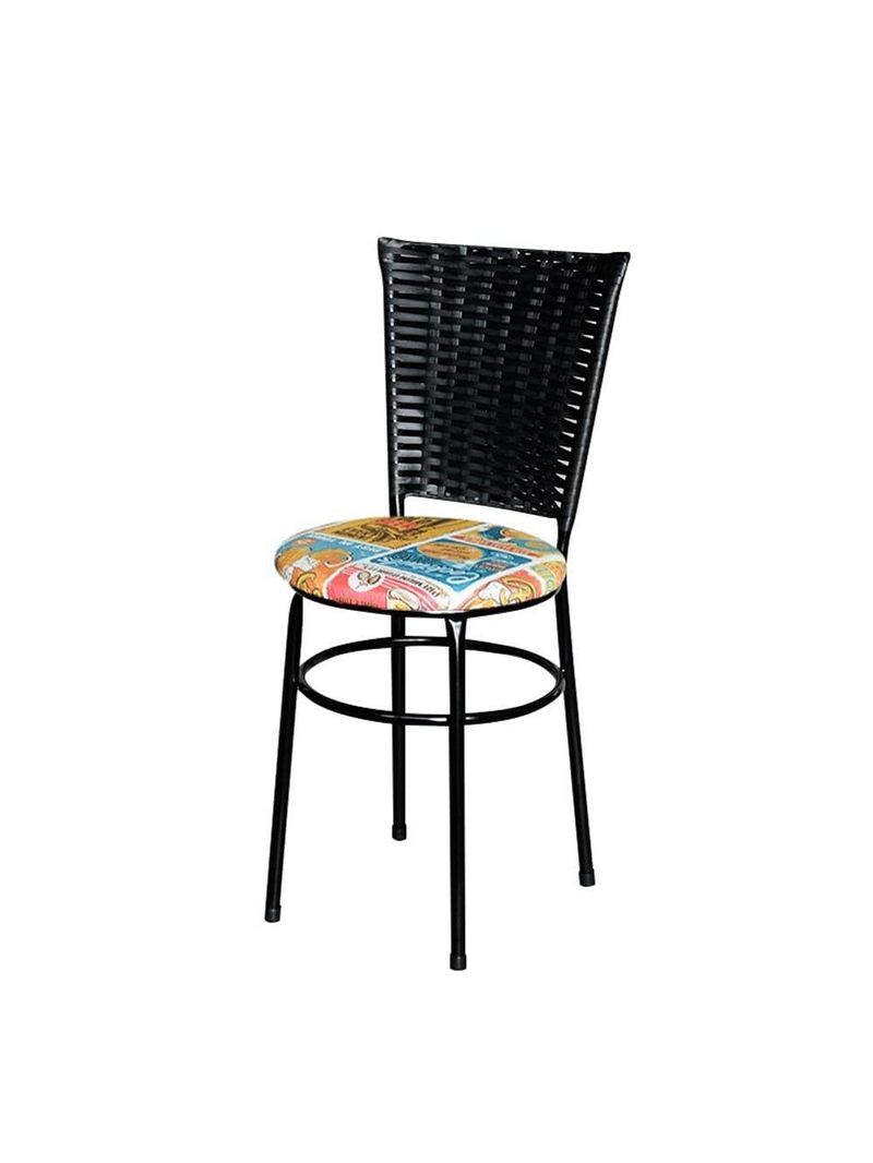 6 Cadeiras Para Mesa Preta Hawai Preto Assento Floral Happy Hour