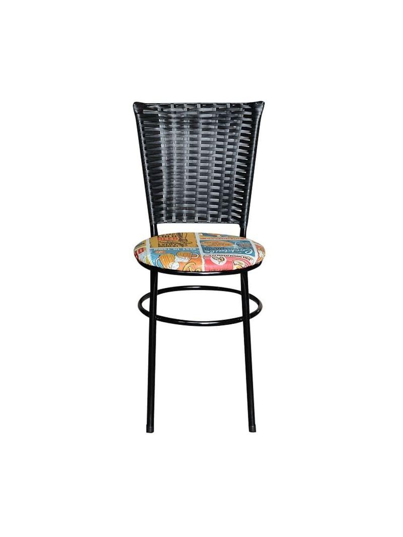 6 Cadeiras Para Mesa Preta Hawai Preto Assento Floral Happy Hour