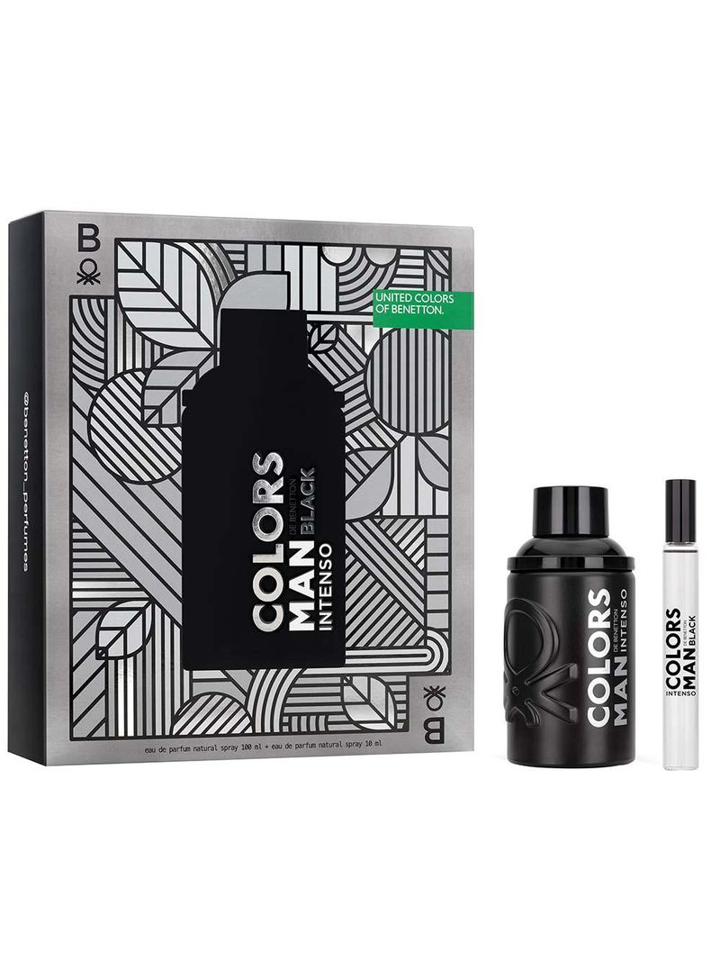 Coffret united colors man black intenso benetton kit - perfume masculino edp + travel size