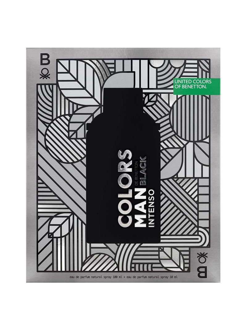 Coffret united colors man black intenso benetton kit - perfume masculino edp + travel size