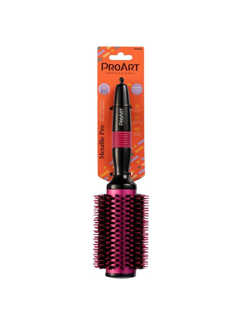 Escova de cabelo proart profissional metallic pro rosa