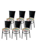 6 Cadeiras Para Mesa Preta Hawai Preto Assento Floral Happy Hour
