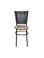 6 Cadeiras Para Mesa Preta Hawai Preto Assento Floral Happy Hour