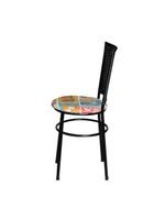 6 Cadeiras Para Mesa Preta Hawai Preto Assento Floral Happy Hour