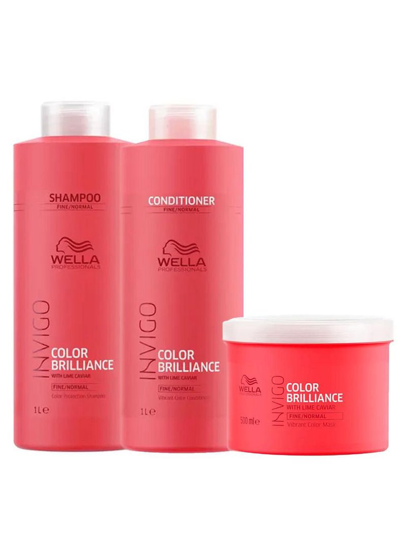 Kit invigo color brilliance tamanho profissional wella - shampoo + condicionador + máscara