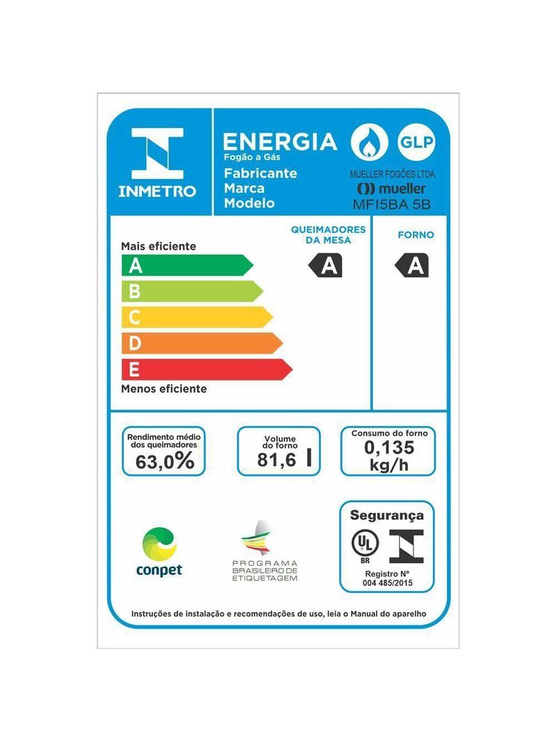 Fogão Mueller 5 Bocas Branco Acendimento Manual Mfi5ba